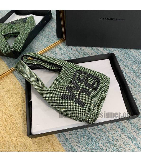 Alexander Wang Wangloc Green Original Lambskin Leather Diamond Mini Shopping Tote Bag-6
