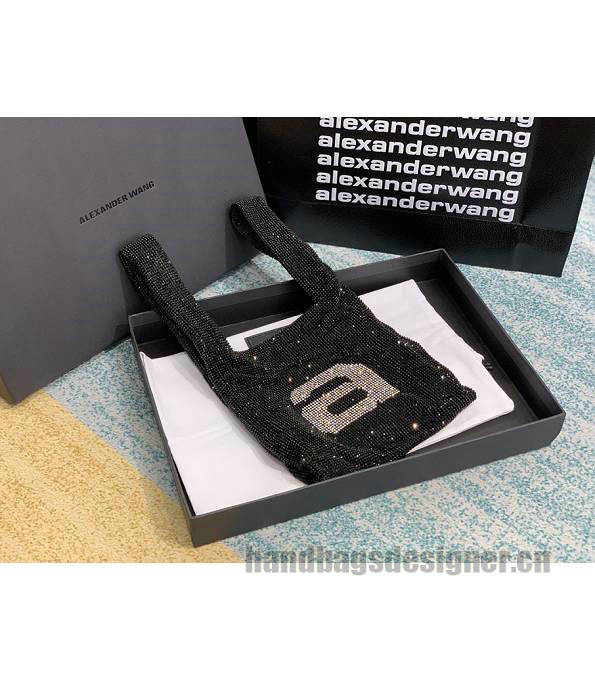 Alexander Wang Wangloc Logo Black Original Lambskin Leather Diamond Mini Shopping Tote Bag-4