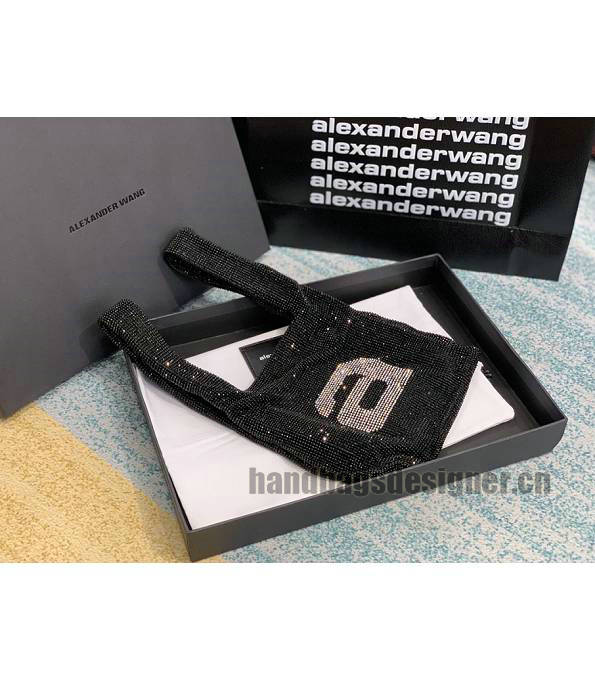 Alexander Wang Wangloc Logo Black Original Lambskin Leather Diamond Mini Shopping Tote Bag-6