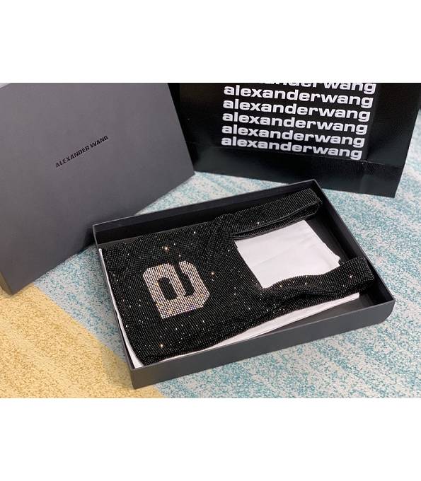 Alexander Wang Wangloc Logo Black Original Lambskin Leather Diamond Mini Shopping Tote Bag-8