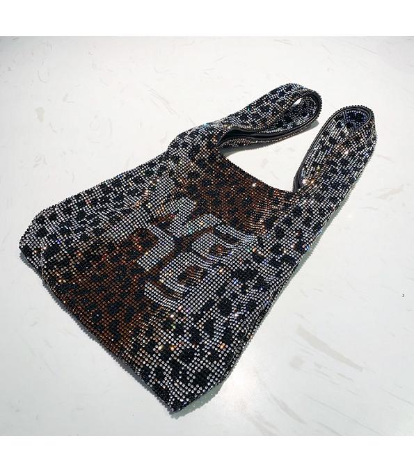 Alexander Wang Wangloc Rhinestone Mesh Black Original Lambskin Leather Mini Shopping Tote Bag