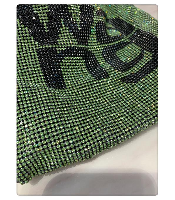 Alexander Wang Wangloc Rhinestone Mesh Green Original Lambskin Leather 21cm Shopping Tote Bag-3