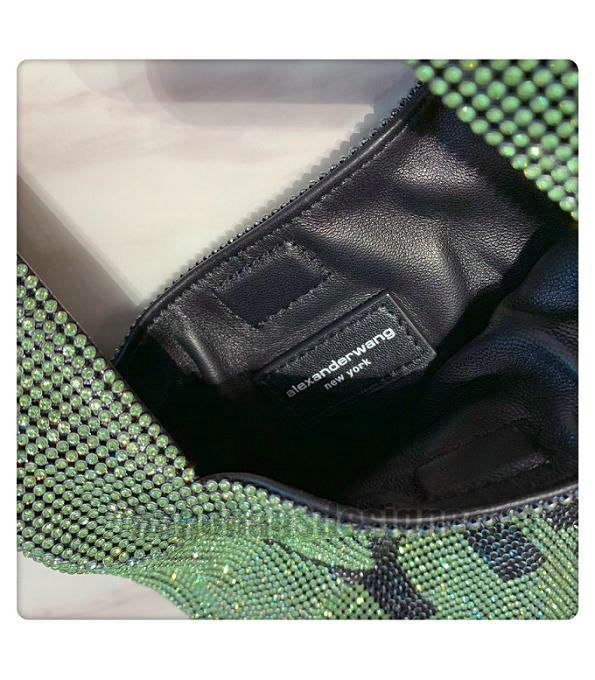 Alexander Wang Wangloc Rhinestone Mesh Green Original Lambskin Leather 21cm Shopping Tote Bag-5