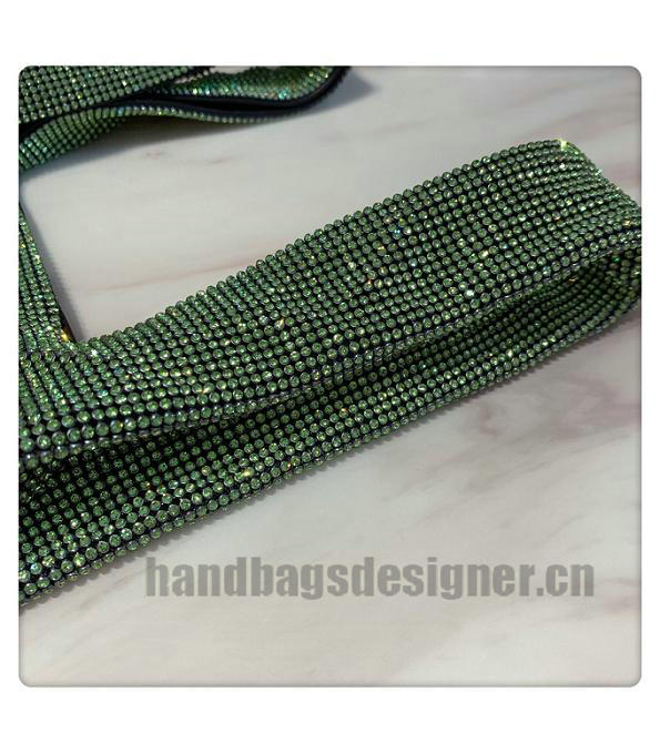 Alexander Wang Wangloc Rhinestone Mesh Green Original Lambskin Leather 21cm Shopping Tote Bag-7