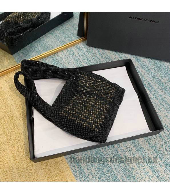 Alexander Wang Wangloc Thank You Black Original Lambskin Leather Diamond Mini Shopping Tote Bag-4