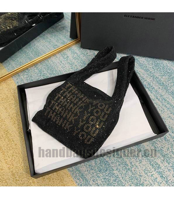 Alexander Wang Wangloc Thank You Black Original Lambskin Leather Diamond Mini Shopping Tote Bag-7
