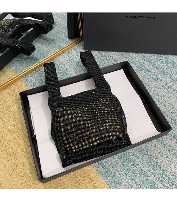 Alexander Wang Wangloc Thank You Black Original Lambskin Leather Diamond Mini Shopping Tote Bag-2