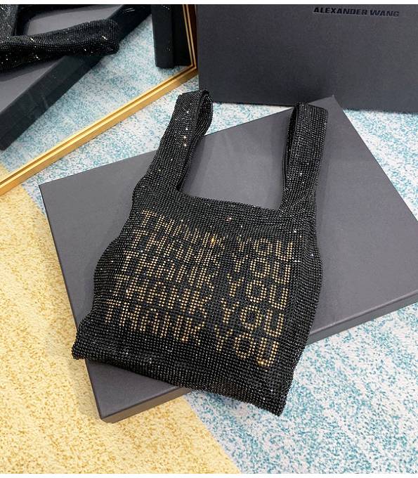 Alexander Wang Wangloc Thank You Black Original Lambskin Leather Diamond Mini Shopping Tote Bag