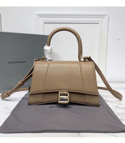 Balenciaga Apricot Plain Veins Real Leather 23cm Hourglass Bag