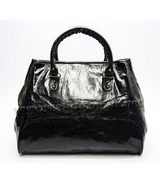 Balenciaga Black Leather Handbag-Black Small Nail-3
