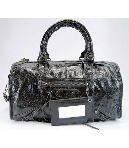 Balenciaga Black Leather Handbag-Black Small Spike