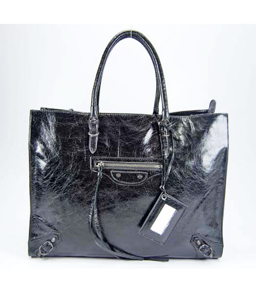 Balenciaga Black Leather Handbag with Black Nails