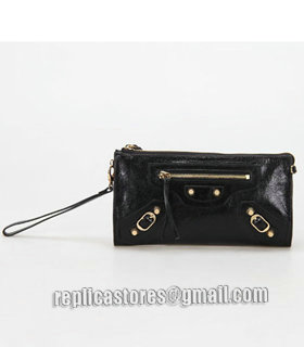 Balenciaga Black Leather Small Shoulder Evening Bag With Small Golden Nails-4