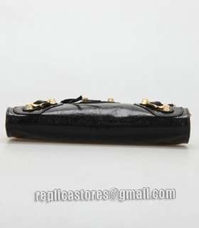 Balenciaga Black Leather Small Shoulder Evening Bag With Small Golden Nails-6