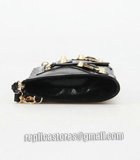 Balenciaga Black Leather Small Shoulder Evening Bag With Small Golden Nails-7