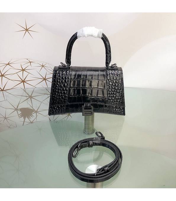 Balenciaga Black Original Croc Veins Calfakin Leather 23cm Hourglass Bag-1