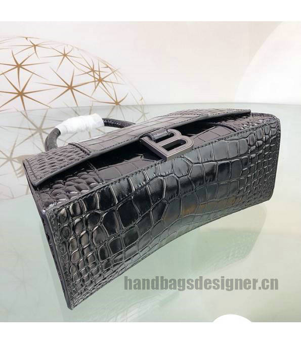 Balenciaga Black Original Croc Veins Calfakin Leather 23cm Hourglass Bag-4