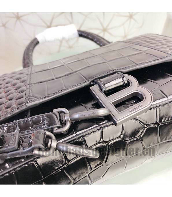Balenciaga Black Original Croc Veins Calfakin Leather 23cm Hourglass Bag-5