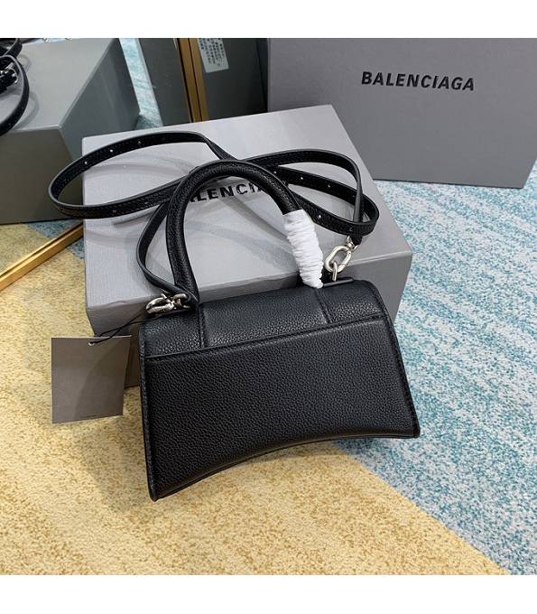 Balenciaga Black Original Litchi Veins Calfakin Leather Silver Buckle 19cm Hourglass Bag-1
