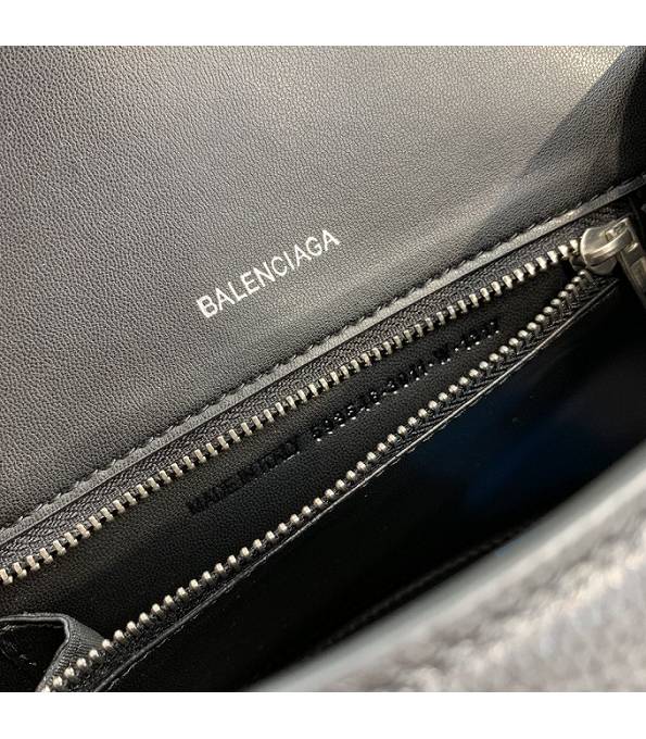 Balenciaga Black Original Litchi Veins Calfakin Leather Silver Buckle 23cm Hourglass Bag-1