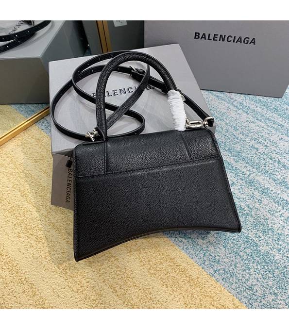 Balenciaga Black Original Litchi Veins Calfakin Leather Silver Buckle 23cm Hourglass Bag-8