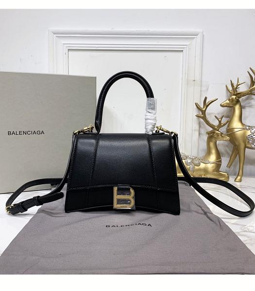 Balenciaga Black Plain Veins Real Leather 19cm Hourglass Bag