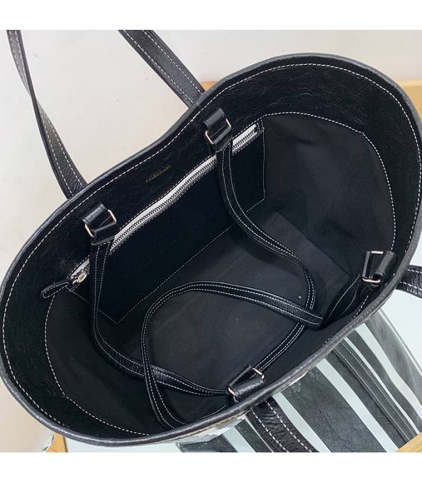 Balenciaga Black/White Original Leather Medium Tote Shopping Bag-5