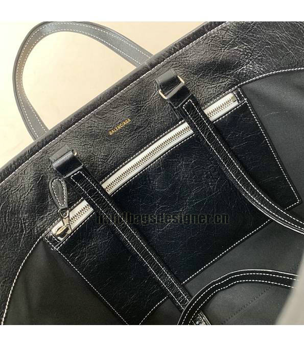 Balenciaga Black/White Original Leather Medium Tote Shopping Bag-6