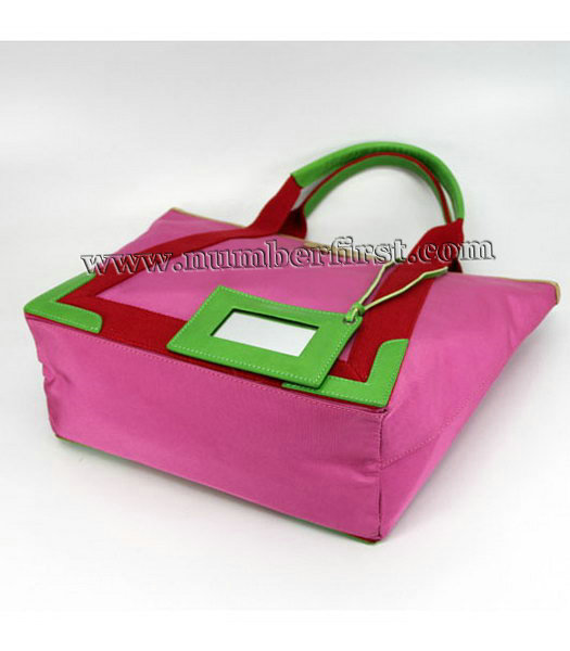 Balenciaga Canvas Tote Bag with Leather Lining in Fuchsia-3