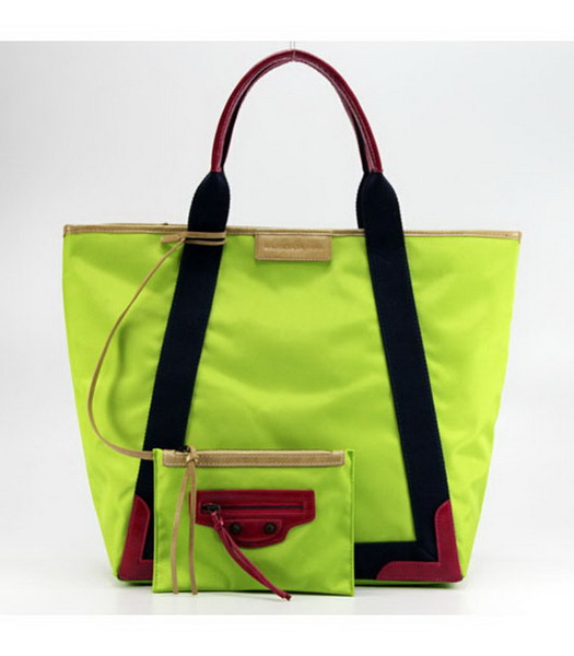 Balenciaga Canvas Tote Bag with Leather Lining in Green