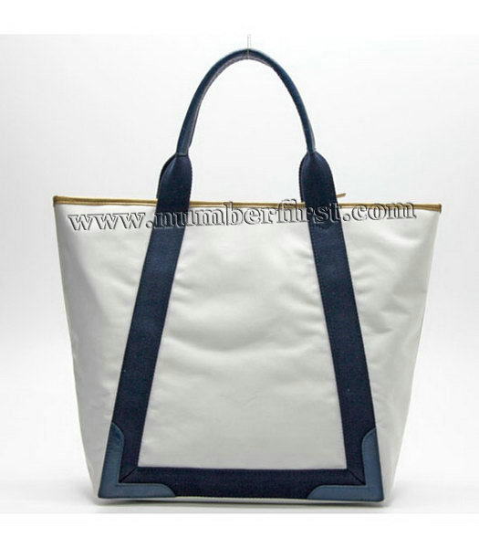 Balenciaga Canvas Tote Bag with Leather Lining in White-2