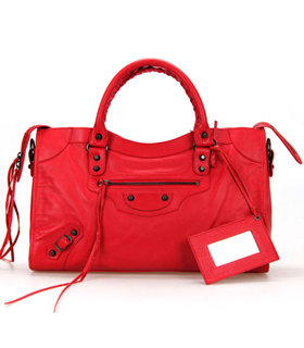Balenciaga City Bag in Dark Red Imported Leather