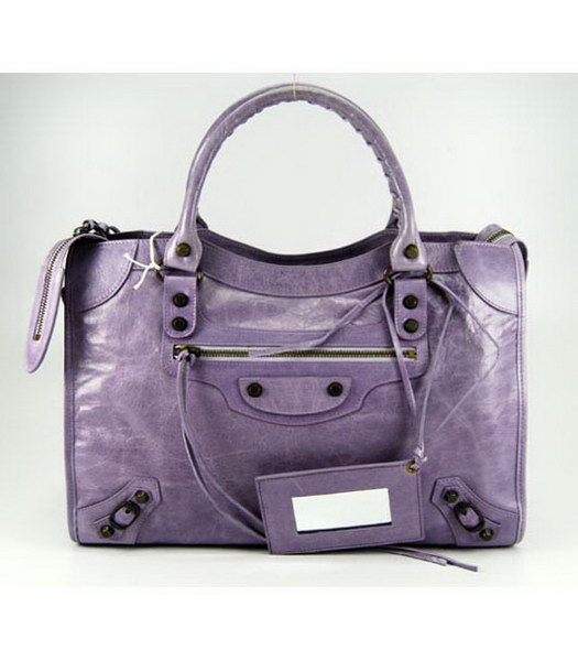 Balenciaga City Bag in Purple Leather