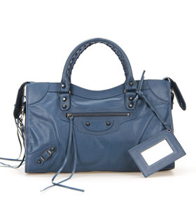 Balenciaga City Bag in Sapphire Blue Imported Leather