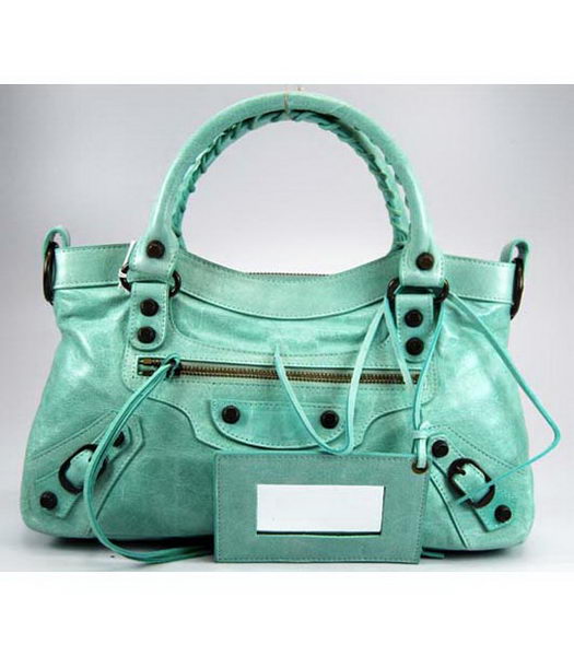 Balenciaga City Small Bag in Green Leather