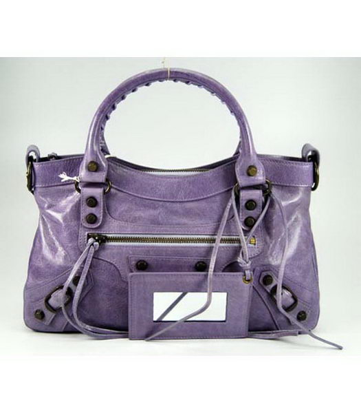 Balenciaga City Small Bag in Purple Leather