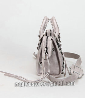Balenciaga Classic Mini City Tote in Light Grey Imported Leather Small Nails-2