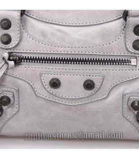 Balenciaga Classic Mini City Tote in Light Grey Imported Leather Small Nails-5
