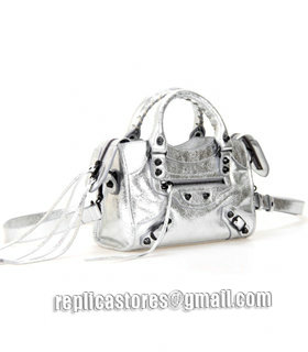 Balenciaga Classic Mini City Tote in Silver Imported Leather Small Nails-1