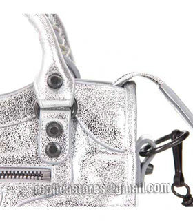 Balenciaga Classic Mini City Tote in Silver Imported Leather Small Nails-5