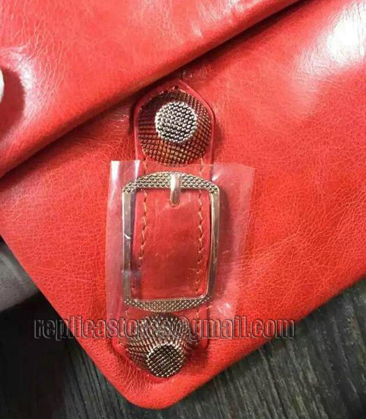 Balenciaga Classic Oil Wax Leather Clutch Red-1