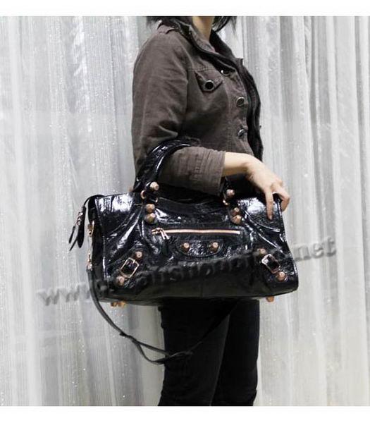 Balenciaga Cowskin Leather Giant City Top Handle Bag Black-5