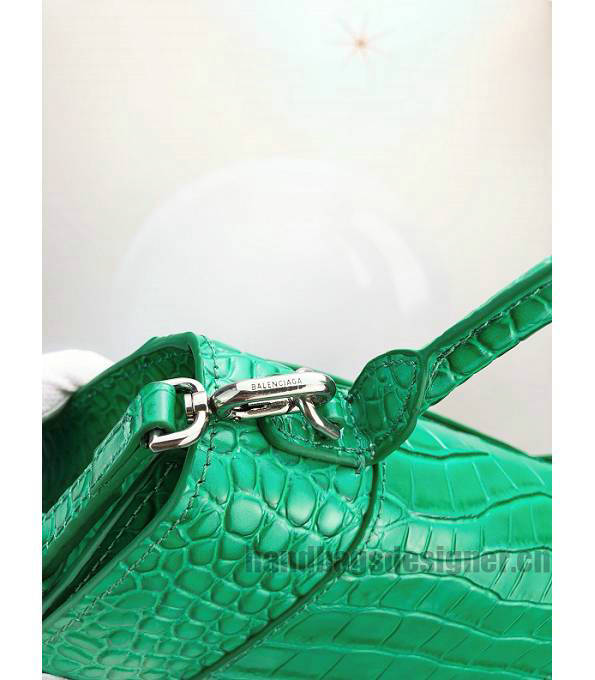 Balenciaga Cyan Original Croc Veins Calfakin Leather Silver Buckle 23cm Hourglass Bag-2