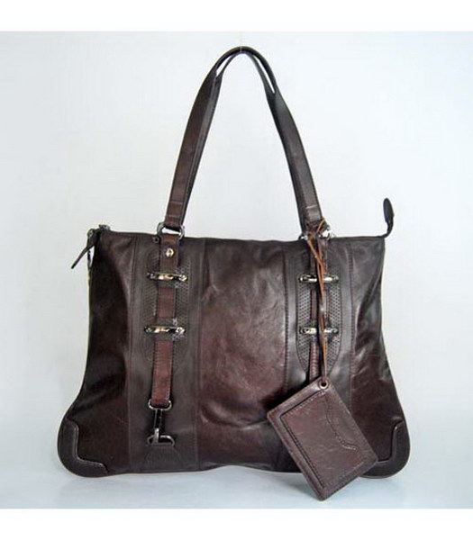 Balenciaga Dark Coffee Leather Large Handbag