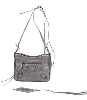 Balenciaga Dark Grey Imported Leather Mini Tote Shoulder Bag With Small Nail