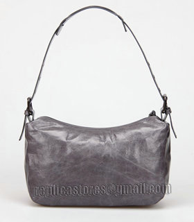 Balenciaga Dark Grey Imported Leather Small Tote Shoulder Bag With Small Nail-3