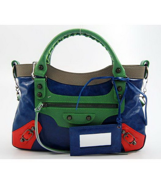 Balenciaga First Colorful Bag in Dark Blue Leather
