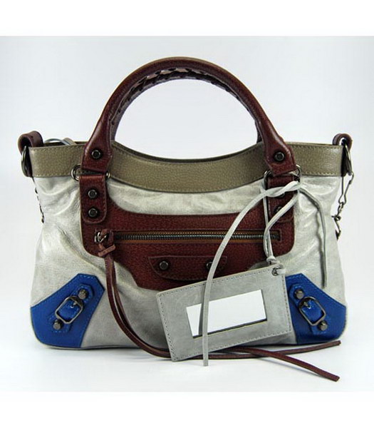 Balenciaga First Colorful Bag in Light Grey Leather