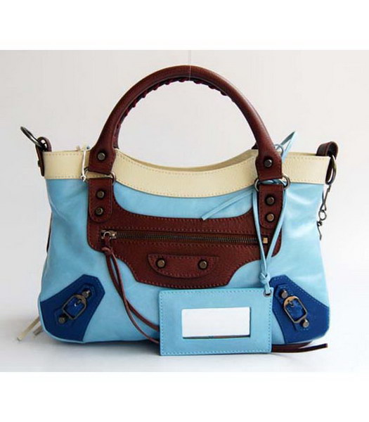 Balenciaga First Colorful Bag in Light Sky Blue Leather
