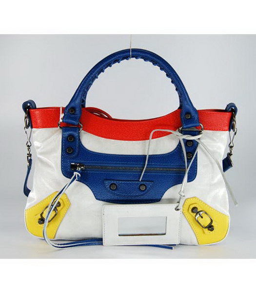 Balenciaga First Colorful Bag in Offwhite Leather
